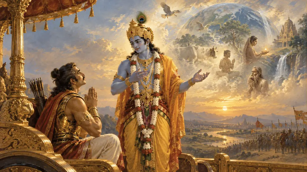 Artwork for Bhagavad Gita chapter 9: Raja Vidya Raja Guhya Yoga