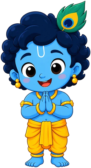 Kanha, a friendly Little Krishna, greeting with folded hands